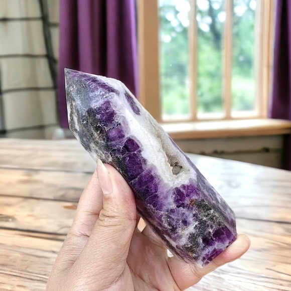 1 LB. LARGE Rare Deep Purple Fluorite Natural Druzy Geode Crystal Healing Tower - Picture 5 of 6